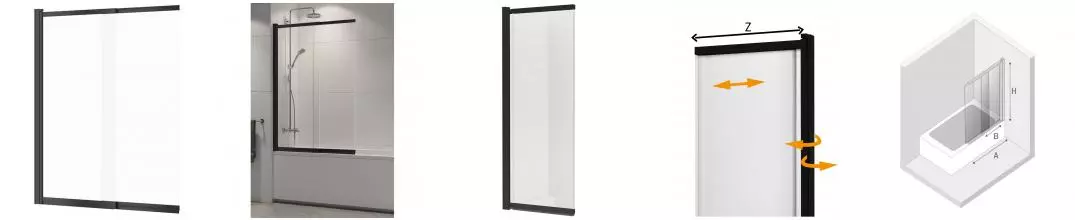 Шторка на ванну стеклянная «New Trendy» Sensi 100/150 прозрачная/чёрная универсальная Шторка на ванну стеклянная «New Trendy» Sensi 100/150 прозрачная/чёрная универсальная