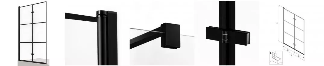 Шторка на ванну стеклянная «New Trendy» Superia Black 100/150 прозрачная/чёрная левая