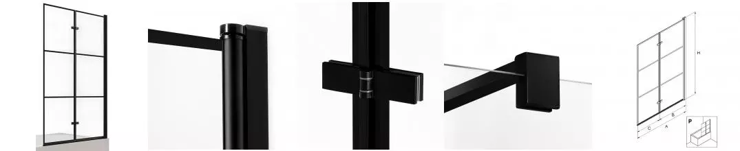 Шторка на ванну стеклянная «New Trendy» Superia Black 100/150 прозрачная/чёрная правая