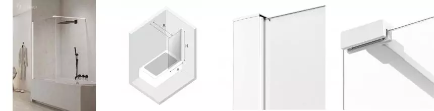 Шторка на ванну стеклянная «New Trendy» New Modus 50/150 EXK-2335-WP прозрачная/белая универсальная Шторка на ванну стеклянная «New Trendy» New Modus 50/150 EXK-2335-WP прозрачная/белая универсальная