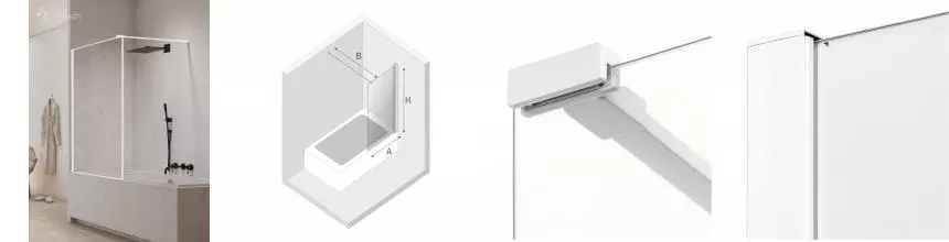 Шторка на ванну стеклянная «New Trendy» New Modus 50/150 EXK-2347-WP прозрачная/белая универсальная Шторка на ванну стеклянная «New Trendy» New Modus 50/150 EXK-2347-WP прозрачная/белая универсальная