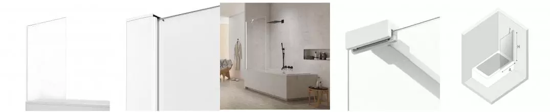 Шторка на ванну стеклянная «New Trendy» New Modus 60/150 EXK-2336 прозрачная/белая универсальная Шторка на ванну стеклянная «New Trendy» New Modus 60/150 EXK-2336 прозрачная/белая универсальная