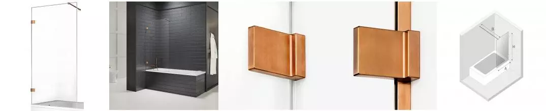 Шторка на ванну стеклянная «New Trendy» Avexa 100/150 EXK-3807-WP прозрачная/брашированная медь универсальная