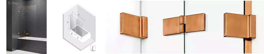 Шторка на ванну стеклянная «New Trendy» Avexa 120/150 EXK-3812 прозрачная/брашированная медь левая Шторка на ванну стеклянная «New Trendy» Avexa 120/150 EXK-3812 прозрачная/брашированная медь левая