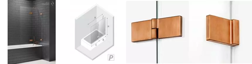 Шторка на ванну стеклянная «New Trendy» Avexa 130/150 EXK-3815 прозрачная/брашированная медь правая Шторка на ванну стеклянная «New Trendy» Avexa 130/150 EXK-3815 прозрачная/брашированная медь правая