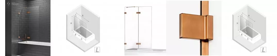 Шторка на ванну стеклянная «New Trendy» Avexa 140/150 EXK-3816 прозрачная/брашированная медь левая Шторка на ванну стеклянная «New Trendy» Avexa 140/150 EXK-3816 прозрачная/брашированная медь левая