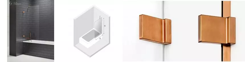 Шторка на ванну стеклянная «New Trendy» Avexa 50/150 EXK-3802 прозрачная/брашированная медь универсальная Шторка на ванну стеклянная «New Trendy» Avexa 50/150 EXK-3802 прозрачная/брашированная медь универсальная