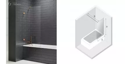 Шторка на ванну стеклянная «New Trendy» Avexa 60/150 EXK-3803-WP прозрачная/брашированная медь универсальная