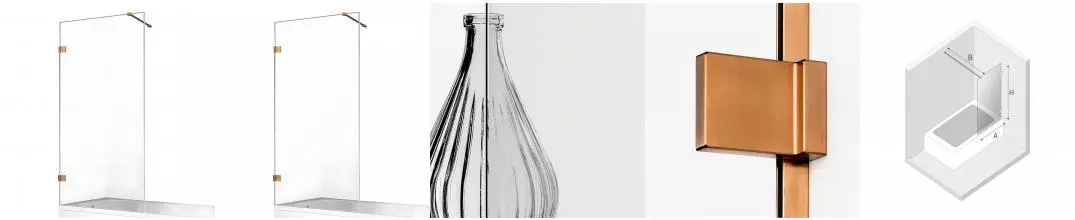 Шторка на ванну стеклянная «New Trendy» Avexa 80/150 EXK-3805-WP прозрачная/брашированная медь универсальная