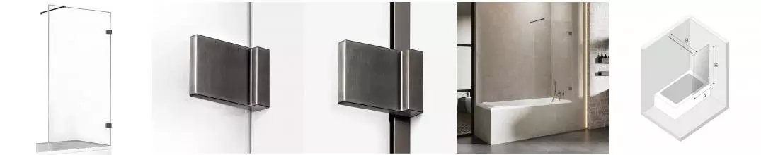 Шторка на ванну стеклянная «New Trendy» Avexa 100/150 EXK-3520-WP прозрачная/оружейная сталь универсальная