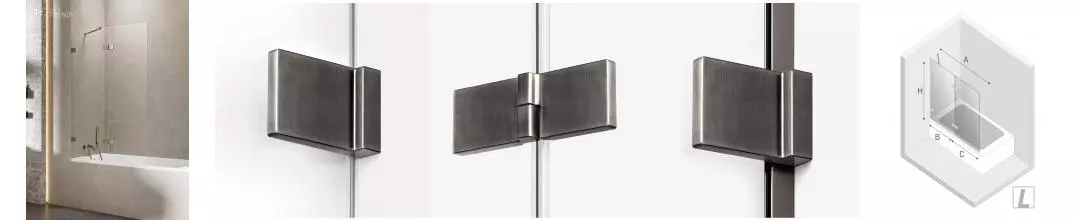 Шторка на ванну стеклянная «New Trendy» Avexa 100/150 EXK-3521 прозрачная/оружейная сталь левая