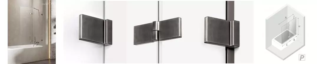 Шторка на ванну стеклянная «New Trendy» Avexa 110/150 EXK-3524 прозрачная/оружейная сталь правая