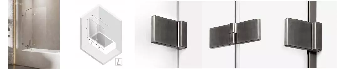 Шторка на ванну стеклянная «New Trendy» Avexa 120/150 EXK-3525 прозрачная/оружейная сталь левая