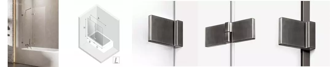 Шторка на ванну стеклянная «New Trendy» Avexa 130/150 EXK-3527 прозрачная/оружейная сталь левая