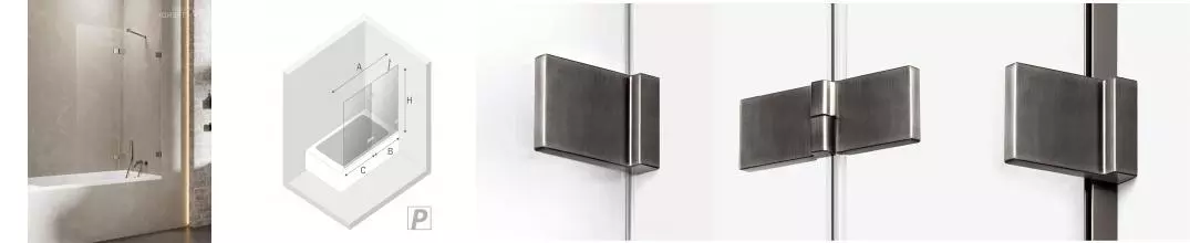 Шторка на ванну стеклянная «New Trendy» Avexa 130/150 EXK-3528 прозрачная/оружейная сталь правая