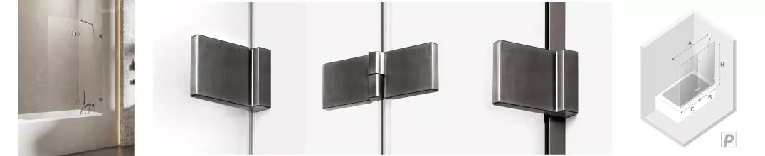 Шторка на ванну стеклянная «New Trendy» Avexa 140/150 EXK-3530 прозрачная/оружейная сталь правая