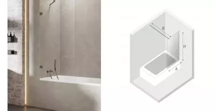 Шторка на ванну стеклянная «New Trendy» Avexa 60/150 EXK-3516-WP прозрачная/оружейная сталь универсальная