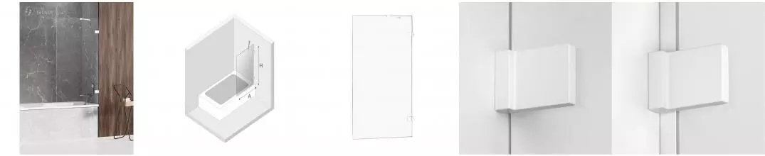 Шторка на ванну стеклянная «New Trendy» Avexa 100/150 EXK-2965 прозрачная/белая универсальная