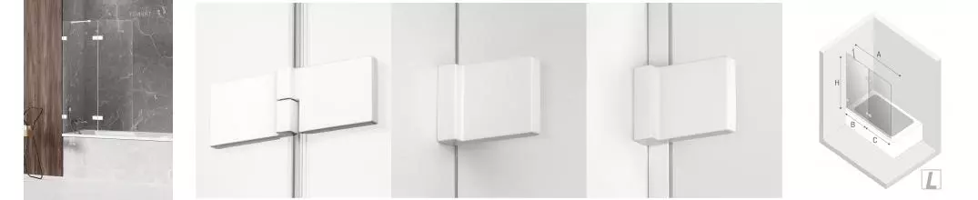 Шторка на ванну стеклянная «New Trendy» Avexa 100/150 EXK-2972 прозрачная/белая левая