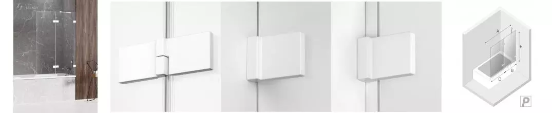 Шторка на ванну стеклянная «New Trendy» Avexa 100/150 EXK-2973 прозрачная/белая правая