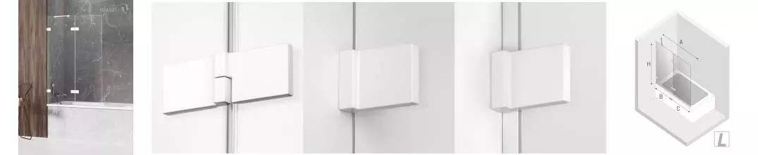 Шторка на ванну стеклянная «New Trendy» Avexa 110/150 EXK-2974 прозрачная/белая левая