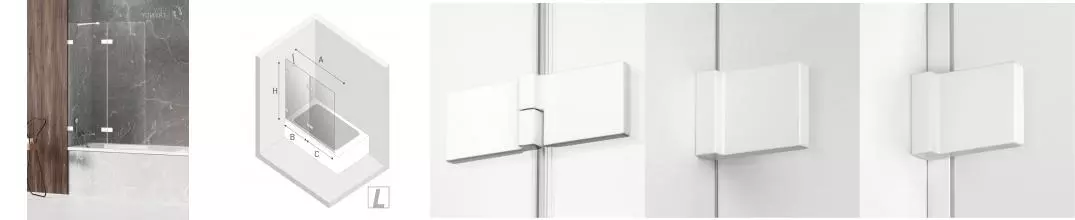 Шторка на ванну стеклянная «New Trendy» Avexa 120/150 EXK-2976 прозрачная/белая левая