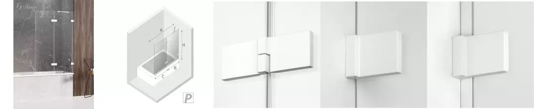 Шторка на ванну стеклянная «New Trendy» Avexa 120/150 EXK-2977 прозрачная/белая правая