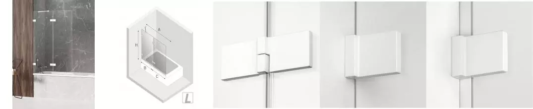 Шторка на ванну стеклянная «New Trendy» Avexa 130/150 EXK-2978 прозрачная/белая левая