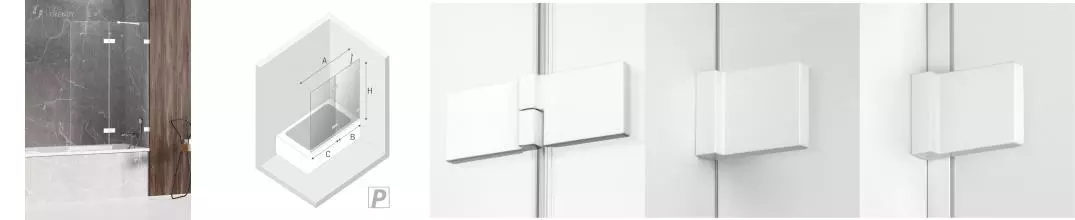 Шторка на ванну стеклянная «New Trendy» Avexa 130/150 EXK-2979 прозрачная/белая правая