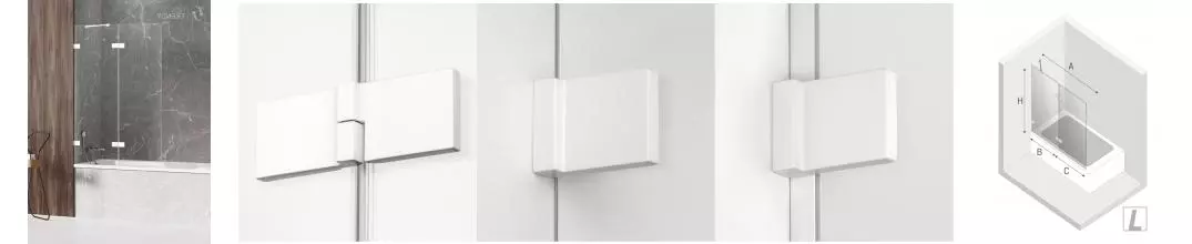 Шторка на ванну стеклянная «New Trendy» Avexa 140/150 EXK-2980 прозрачная/белая левая