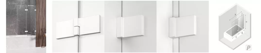 Шторка на ванну стеклянная «New Trendy» Avexa 140/150 EXK-2981 прозрачная/белая правая