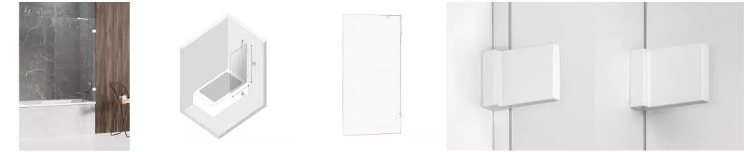 Шторка на ванну стеклянная «New Trendy» Avexa 60/150 EXK-2961 прозрачная/белая универсальная