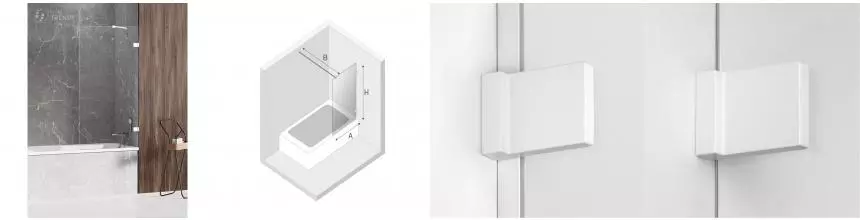Шторка на ванну стеклянная «New Trendy» Avexa 80/150 EXK-2963-WP прозрачная/белая универсальная