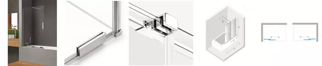 Шторка на ванну стеклянная «New Trendy» Smart 120/150 EXK-4098 прозрачная/хром универсальная