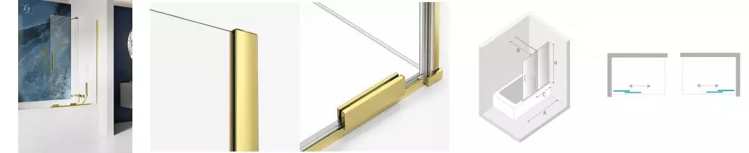 Шторка на ванну стеклянная «New Trendy» Smart 100/150 EXK-4304 прозрачная/светлое золото универсальная Шторка на ванну стеклянная «New Trendy» Smart 100/150 EXK-4304 прозрачная/светлое золото универсальная