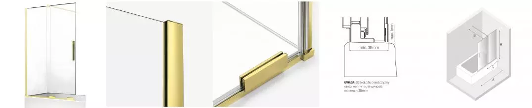 Шторка на ванну стеклянная «New Trendy» Smart Light Gold 140/150 прозрачная/светлое золото универсальная Шторка на ванну стеклянная «New Trendy» Smart Light Gold 140/150 прозрачная/светлое золото универсальная