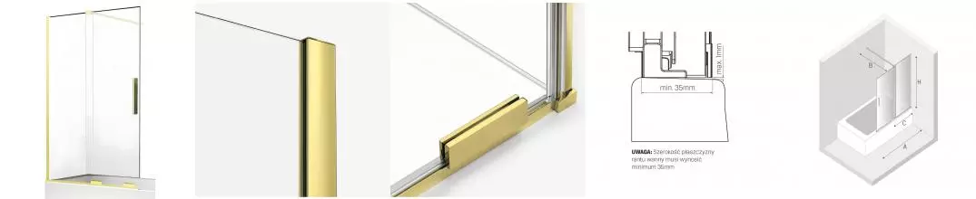 Шторка на ванну стеклянная «New Trendy» Smart Light Gold 160/150 прозрачная/светлое золото универсальная Шторка на ванну стеклянная «New Trendy» Smart Light Gold 160/150 прозрачная/светлое золото универсальная