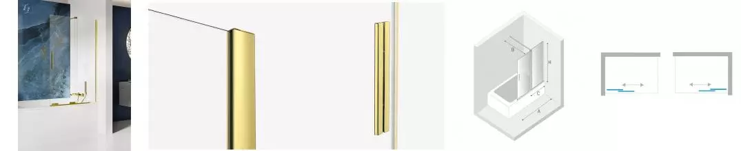 Шторка на ванну стеклянная «New Trendy» Smart 90/150 EXK-4303 прозрачная/светлое золото универсальная Шторка на ванну стеклянная «New Trendy» Smart 90/150 EXK-4303 прозрачная/светлое золото универсальная