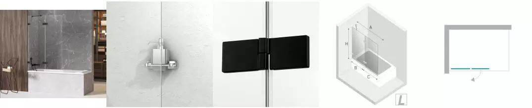 Шторка на ванну стеклянная «New Trendy» Avexa 100/150 EXK-1982 прозрачная/чёрная левая Шторка на ванну стеклянная «New Trendy» Avexa 100/150 EXK-1982 прозрачная/чёрная левая