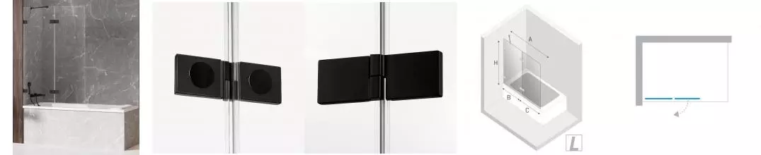 Шторка на ванну стеклянная «New Trendy» Avexa 110/150 EXK-1984 прозрачная/чёрная левая Шторка на ванну стеклянная «New Trendy» Avexa 110/150 EXK-1984 прозрачная/чёрная левая