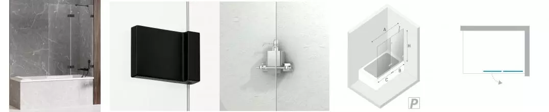 Шторка на ванну стеклянная «New Trendy» Avexa 110/150 EXK-1985 прозрачная/чёрная правая Шторка на ванну стеклянная «New Trendy» Avexa 110/150 EXK-1985 прозрачная/чёрная правая