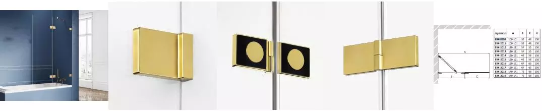 Шторка на ванну стеклянная «New Trendy» Avexa 100/150 EXK-2011 прозрачная/брашированное золото правая Шторка на ванну стеклянная «New Trendy» Avexa 100/150 EXK-2011 прозрачная/брашированное золото правая