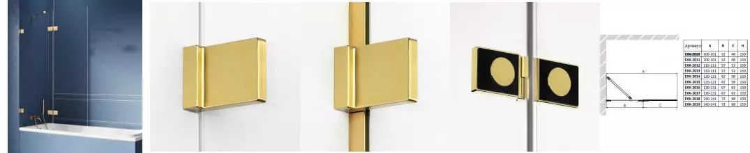 Шторка на ванну стеклянная «New Trendy» Avexa 140/150 EXK-2018 прозрачная/брашированное золото левая Шторка на ванну стеклянная «New Trendy» Avexa 140/150 EXK-2018 прозрачная/брашированное золото левая