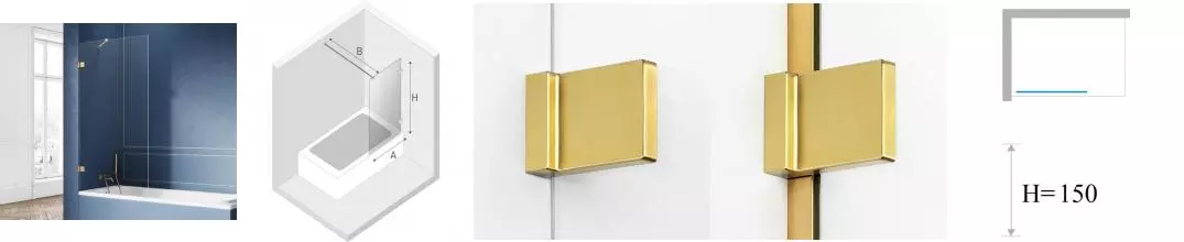 Шторка на ванну стеклянная «New Trendy» Avexa 50/150 EXK-2004-WP прозрачная/брашированное золото универсальная Шторка на ванну стеклянная «New Trendy» Avexa 50/150 EXK-2004-WP прозрачная/брашированное золото универсальная