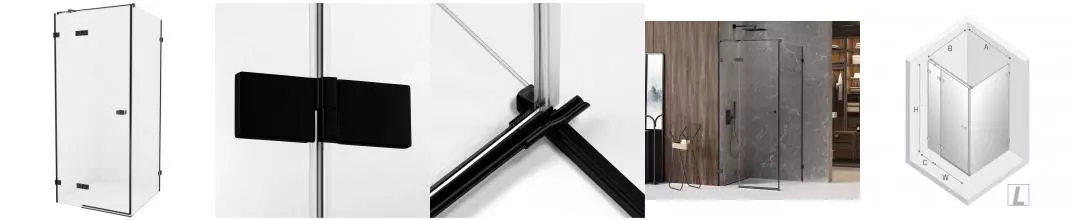 Душевой угол-ограждение «New Trendy» Avexa Black 100/100 прозрачный/чёрный матовый квадратный без поддона левый 