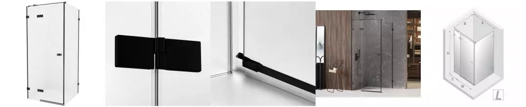 Душевой угол-ограждение «New Trendy» Avexa Black 110/110 прозрачный/чёрный матовый квадратный без поддона левый 