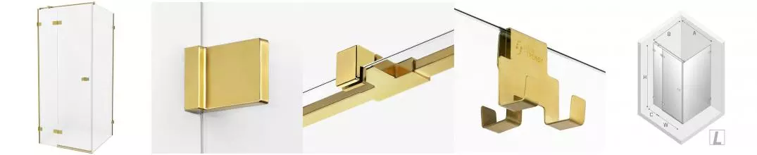 Душевой угол-ограждение «New Trendy» Avexa Gold Brushed 110/110 прозрачный/брашированное золото квадратный без поддона левый 