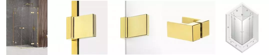 Душевой угол-ограждение «New Trendy» Avexa Gold Shine 110/110 прозрачный/золото квадратный без поддона 