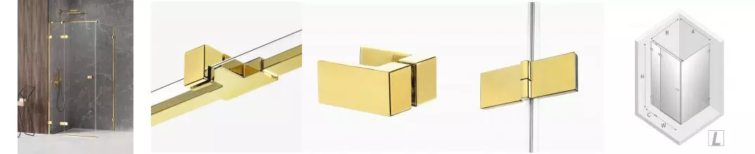 Душевой угол-ограждение «New Trendy» Avexa Gold Shine 90/90 прозрачный/золото квадратный без поддона левый 