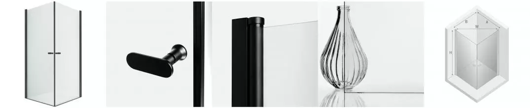 Душевой угол-ограждение «New Trendy» New Soleo 2D Black  100/100 прозрачный/чёрный матовый квадратный без поддона 